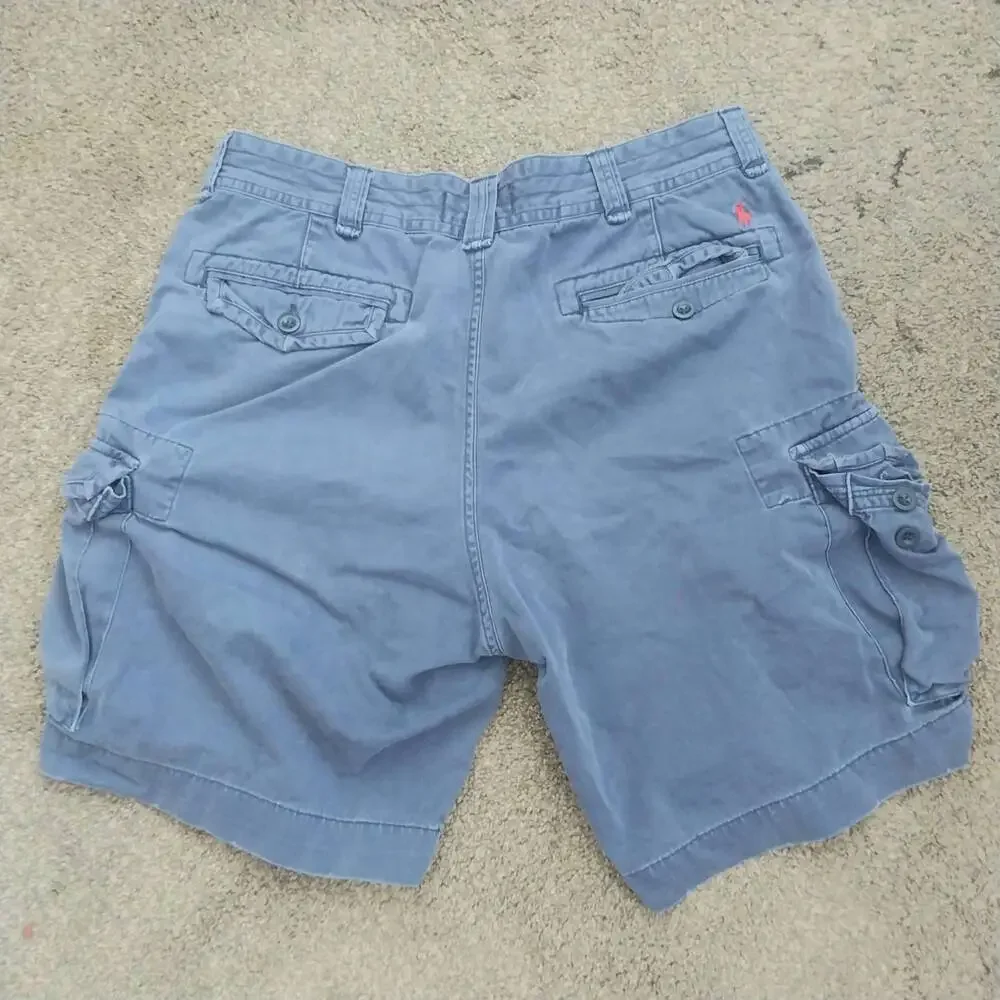 Polo By Ralph Lauren Shorts Mens Size 38 Blue Cargo Button Closure Classic - Picture 8 of 9